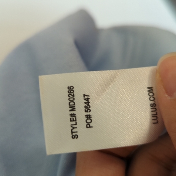 Lulus Pure Serenity Off-the-Shoulder Mini Dress Blue Sz Small Balloon Sleeves - Picture 13 of 13